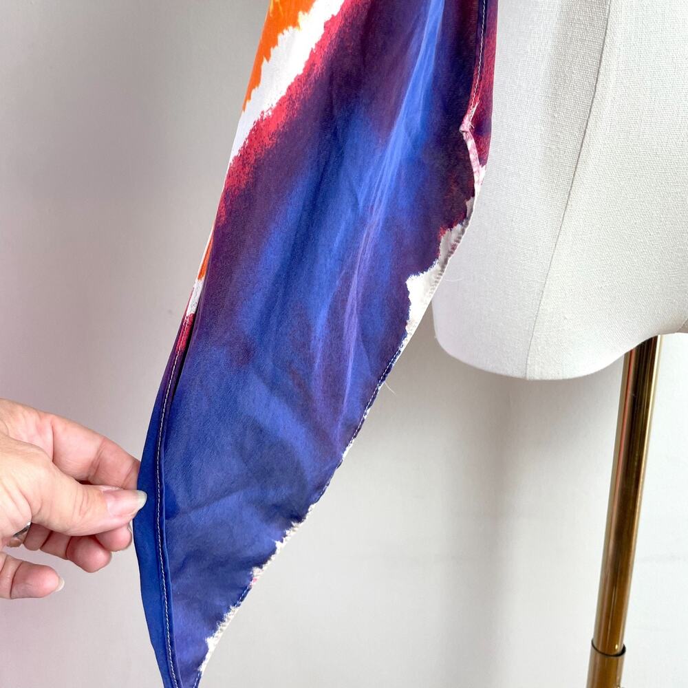 Long Rectangle Silk Scarf Tie Dye Festival Boho Abstract Artsy Colorful - Picture 3 of 5